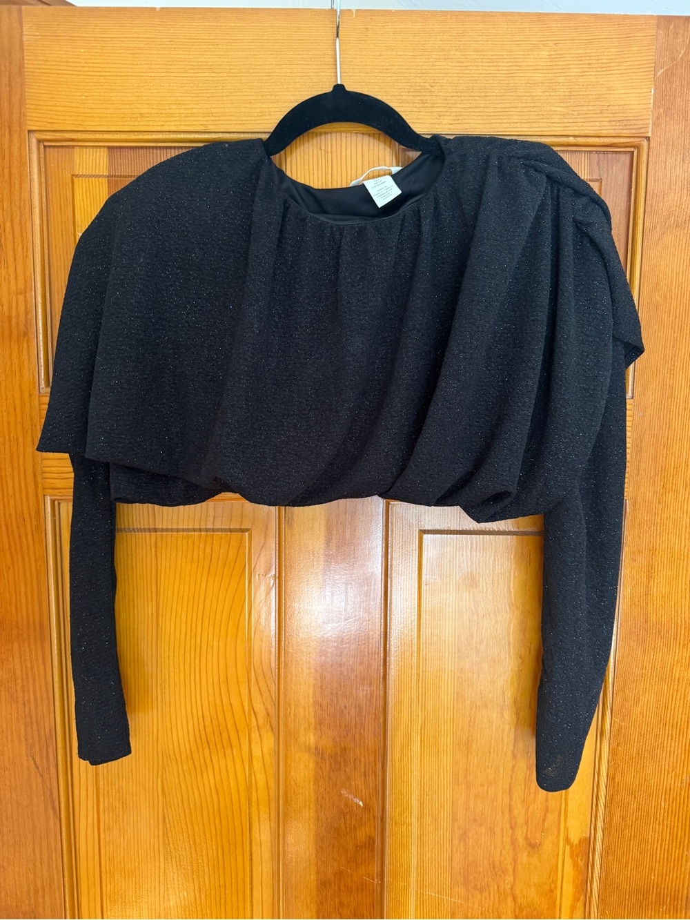H&M Black Sparkle Draped Cropped Top